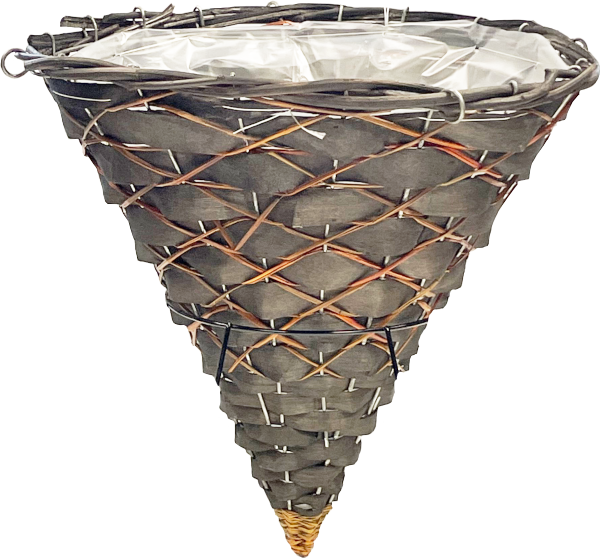 16 x 17 Inch Rattan Round Cone Silver 4 Strand Hanger – 20 per case - Decorative Planters